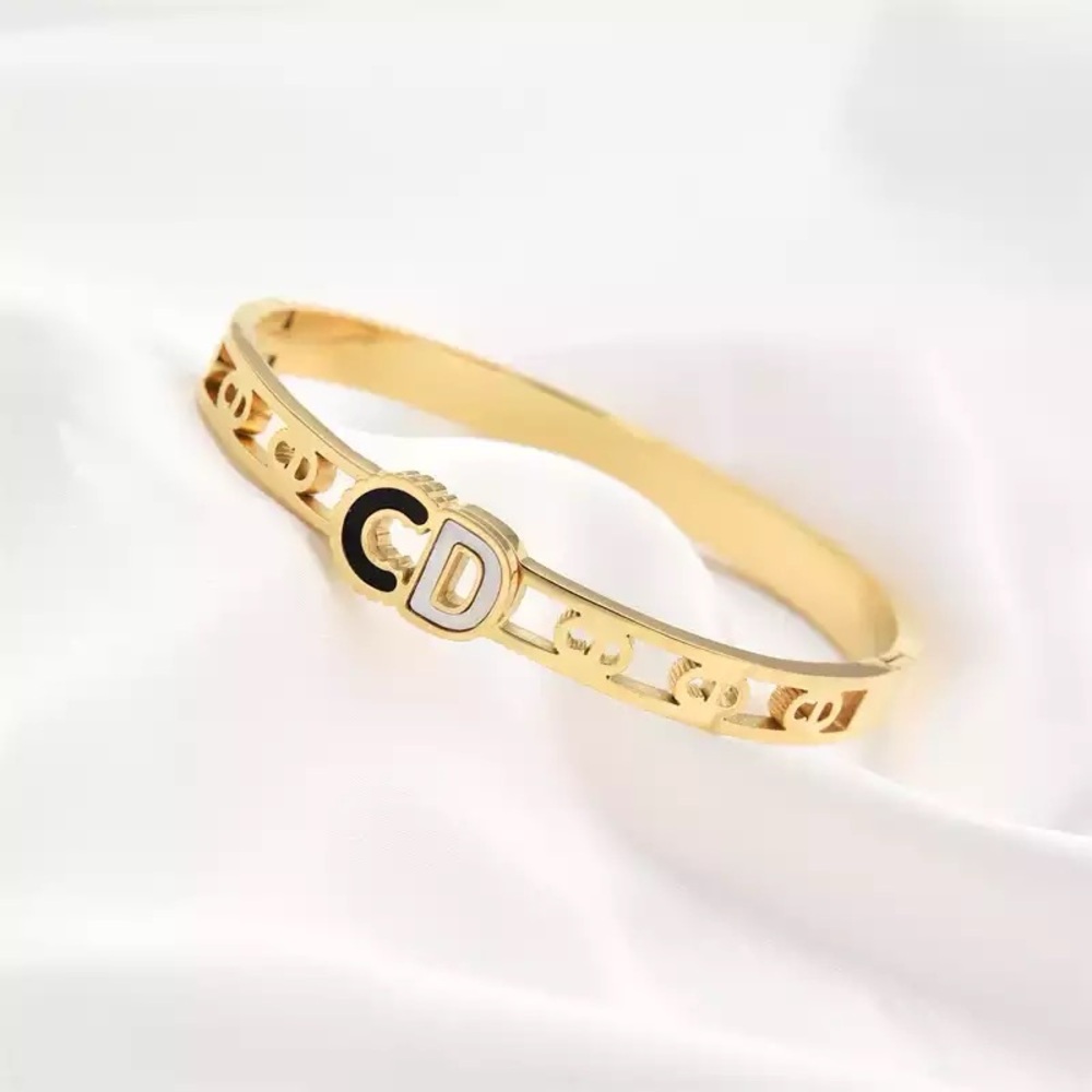 Gold Plated Stainless Steel Bangle Bracelet - Picture 3 of 4